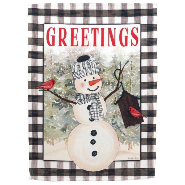 Recinto 13 x 18 in. Snowman Garden Flag with Cardinals Polyester RE3463333